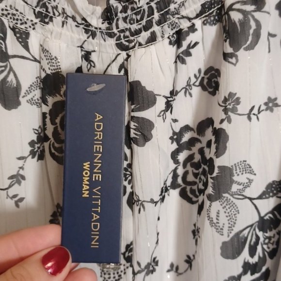 Adrienne Vittadini  White Floral Blouse - Picture 6 of 8